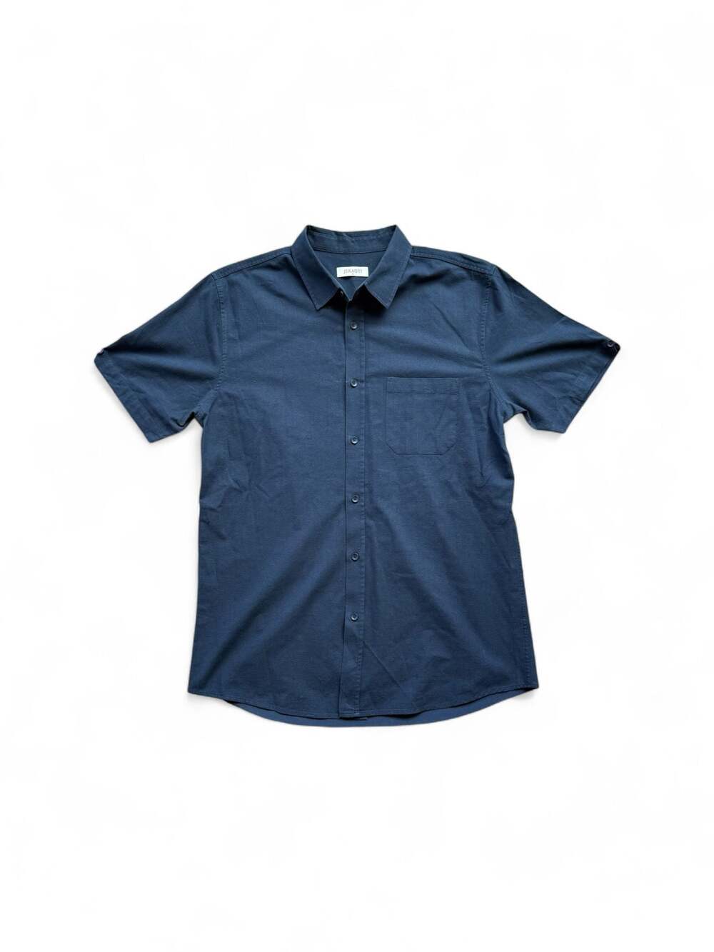 JEKAOYI Men's Short Sleeve Button Down Shirt Navy Blue Size M
